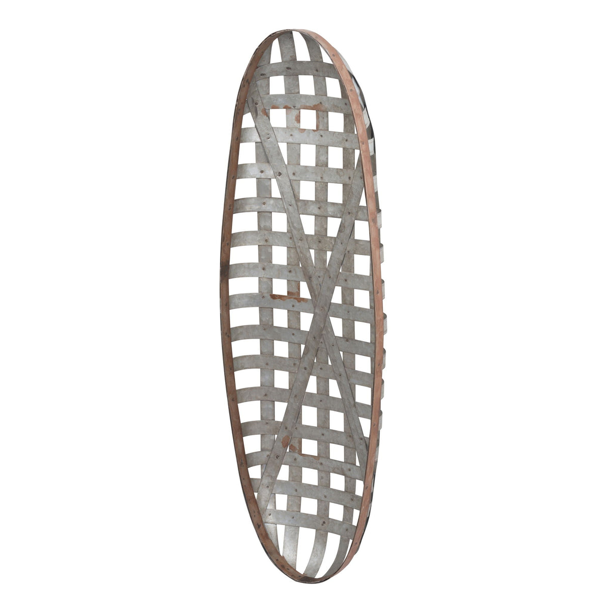 Metal Wall Art with Grid Pattern - Silver