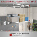 Overhead Garage Storage Rack with All-Steel Construction - White