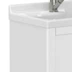 White Laundry Cabinet with Stainless Steel Sink and Pull-Out Faucet