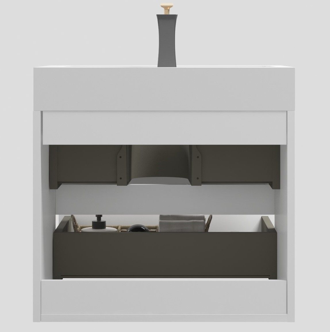 Modern Floating Bathroom Vanity with Large Storage - White or Black
