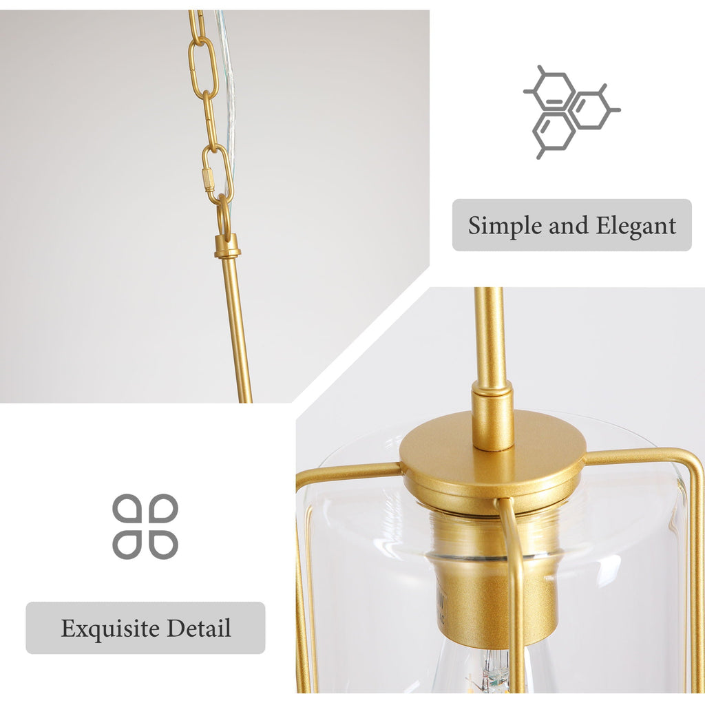 Adjustable Pendant Lighting with Clear Glass Shade - Black or Gold
