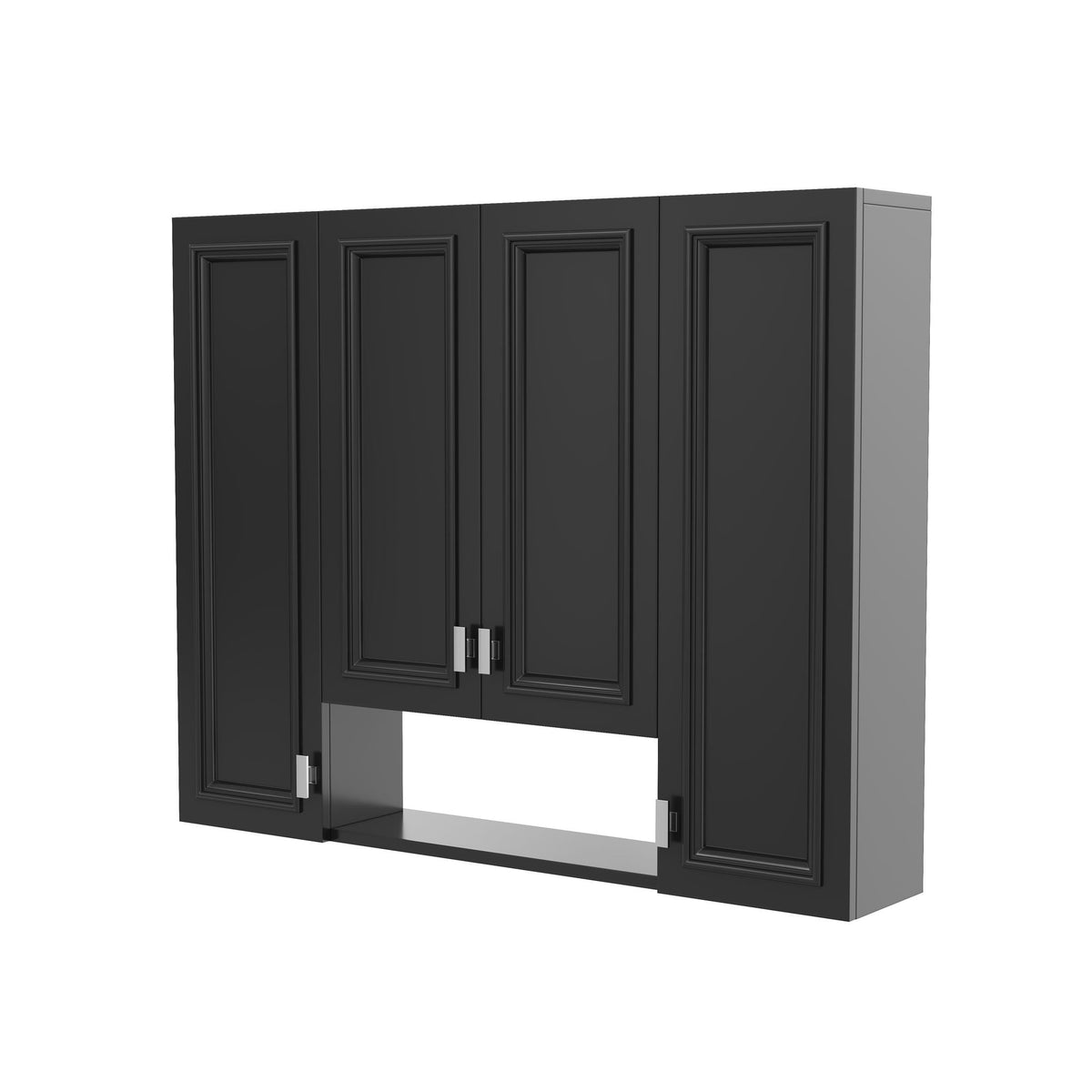 Wall Mounted Bathroom Cabinet With 5 Adjustable Shelves and Soft-Closing Hinges - Gray or Black