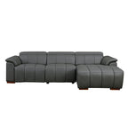 Modern Wall-Hugger Reclining Sofa with Electric Control - Genuine Leather