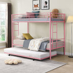 Twin Over Twin Metal Bunk Bed with Trundle - Black