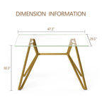 Modern Glass Dining Table with Metal Legs - Gold
