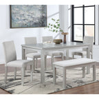 Dining Table Set with Crystal Decoration and Upholstered Chairs - Gray or White