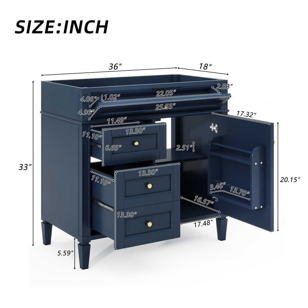 Bathroom Vanity with 2 Drawers and Tip-Out Storage - Multiple Colors