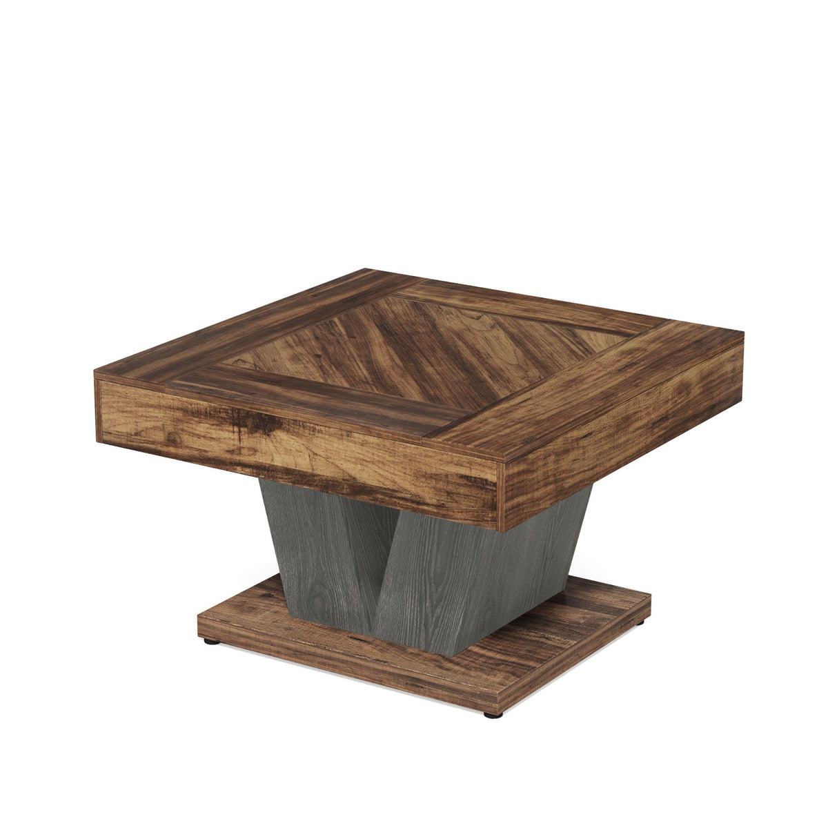 Square Coffee Table with Crisscross Base - Brown / Black