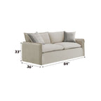 Pattern Linen Sofa with Feather Down Cushions - Beige