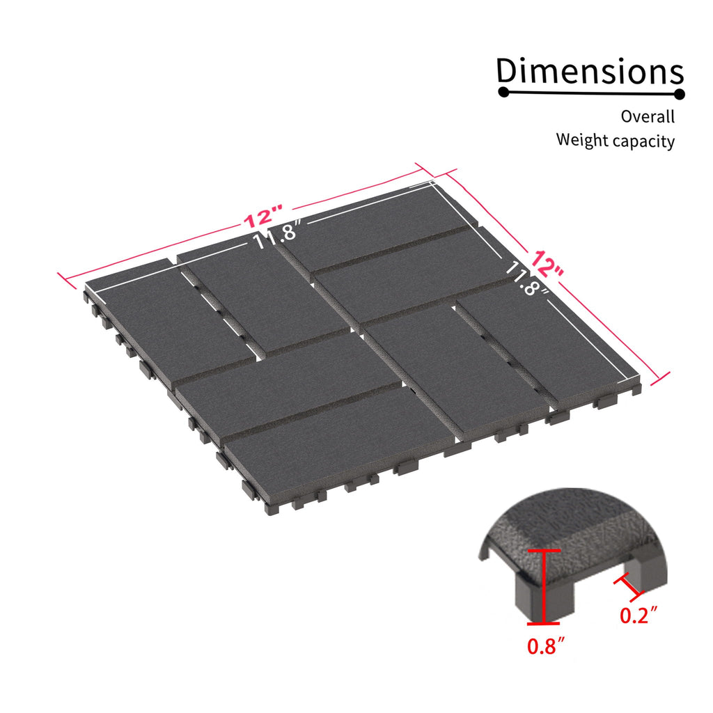 Interlocking Deck Tiles 44 Pack with Easy Installation - Dark Brown or Dark Gray