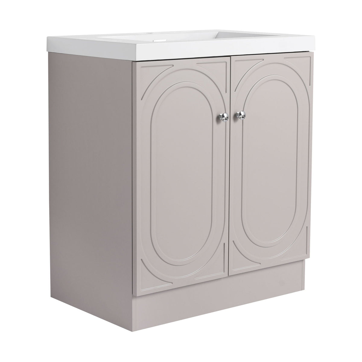 Contemporary Freestanding Bathroom Vanity with Resin Sink & Soft-Close Cabinet Doors - White, Dark Green, or Pearl