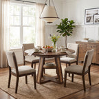 Extendable Round Dining Table for 4-6 with Storage Shelf - Particle Board