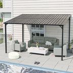 Galvanized Steel Lean-to Pergola with Wall Mount - 12' x 8'