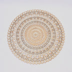 Floral Hand Carved Mandala Round Wall Decor with Intricate Carving - Brown / Antique White