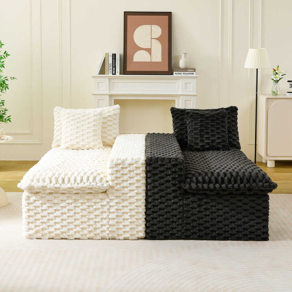 Luxury Multifunctional Sofa for Living Room with Adjustable Layout - Black, Dark Green, White, Pink