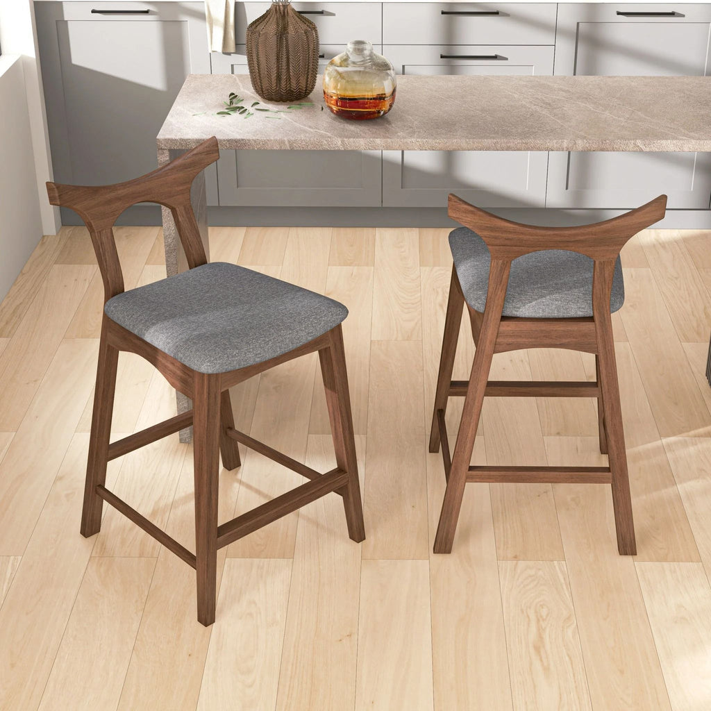 Upholstered Square Bar Chair Set with Solid Wood Frame - Dark Gray or Black