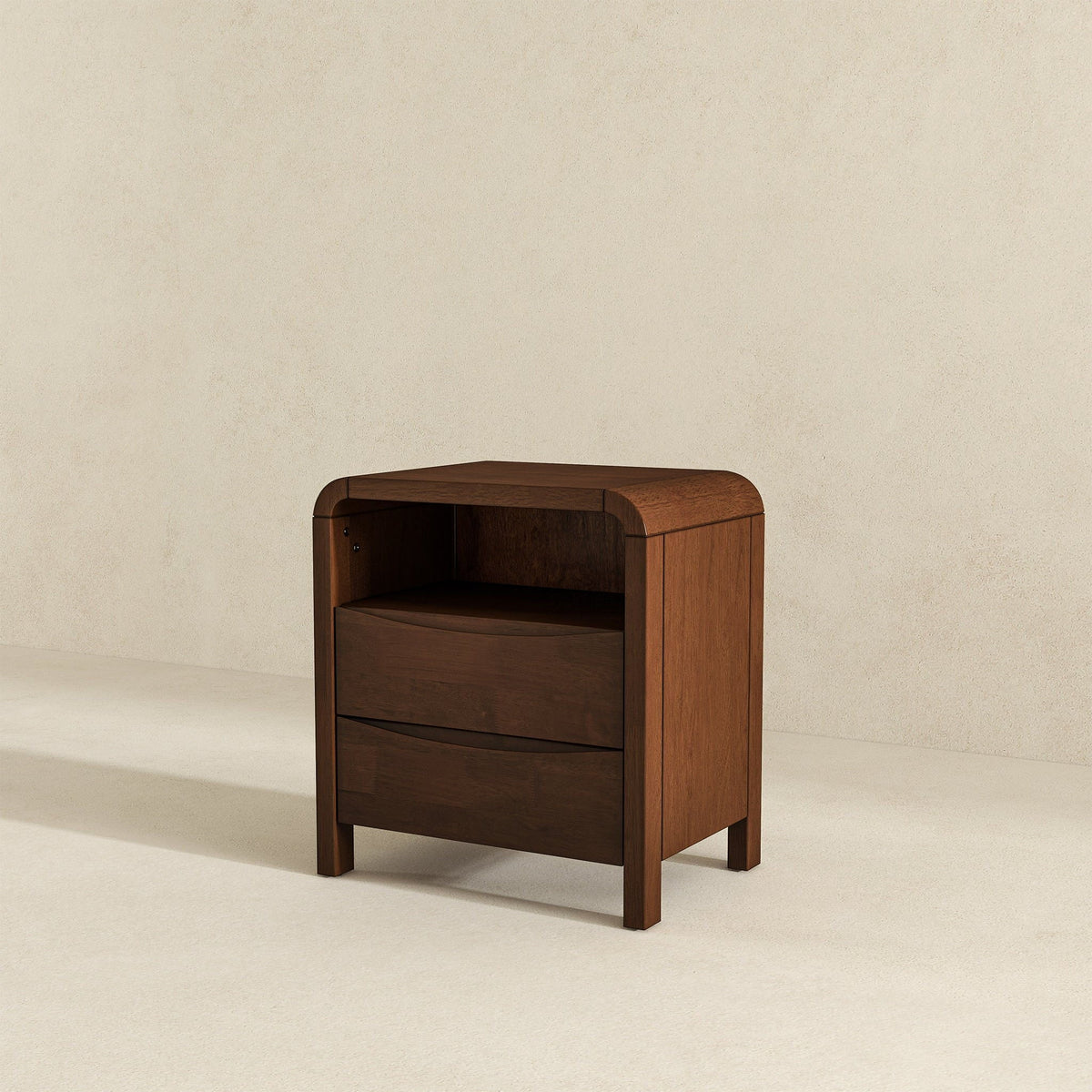 Brown 2-Drawer Nightstand with Solid Wood Construction