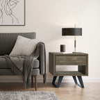 Handcrafted Acacia End Table with 1 Drawer - Light Brown, Dark Gray, or Dark Brown