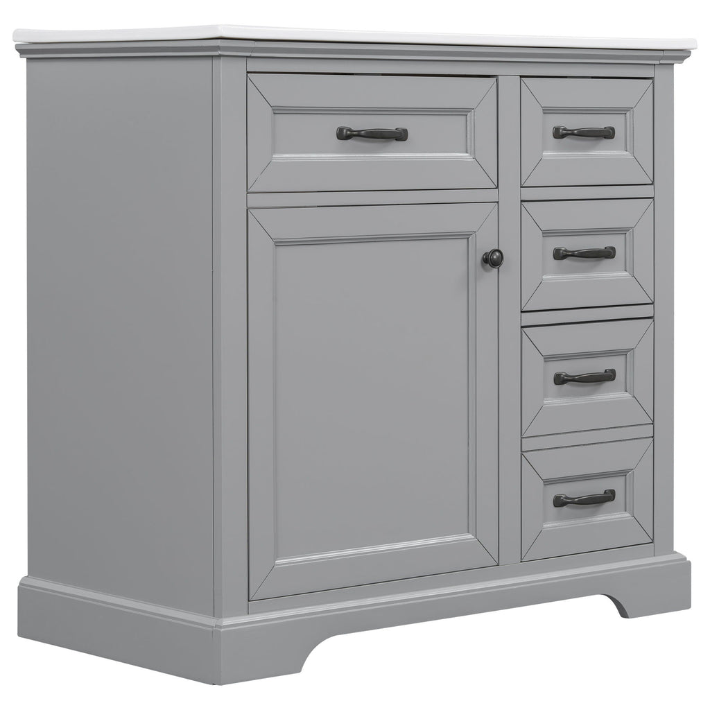 36" Bathroom Vanity with Sink and Soft Close Hinges - Dark Gray or White