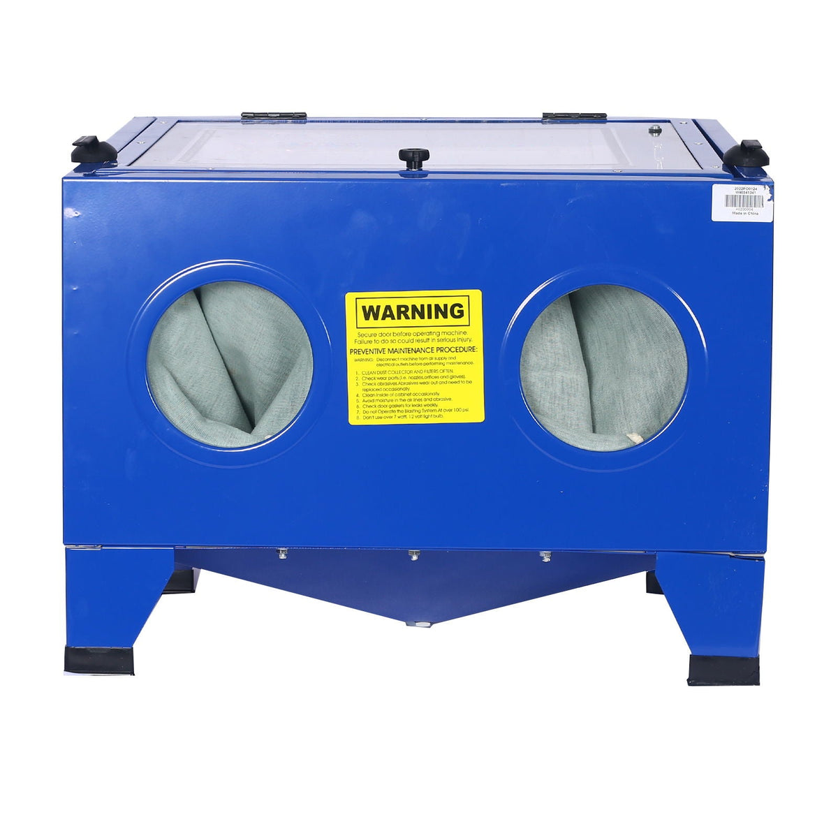 Bench Top Portable Sand Blaster Cabinet Kit 25 Gallon with Sealed Gloves - Blue