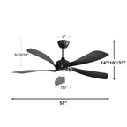 Ceiling Fan With 3-Color Dimmable LED Light - Black