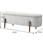 Ivory Storage Bench with Hidden Storage - Boucle Upholstery