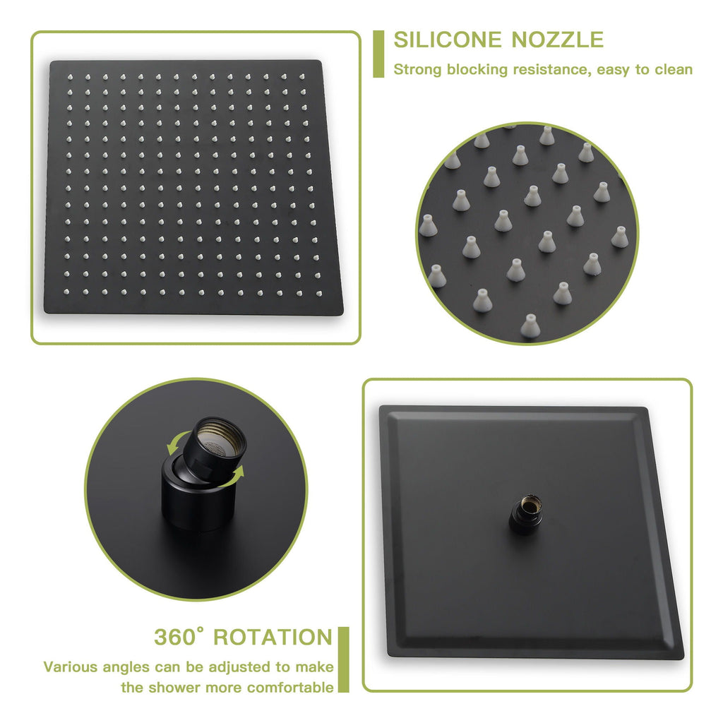Dual Shower Head System with Rough-In Valve - Black or Pearl Silver