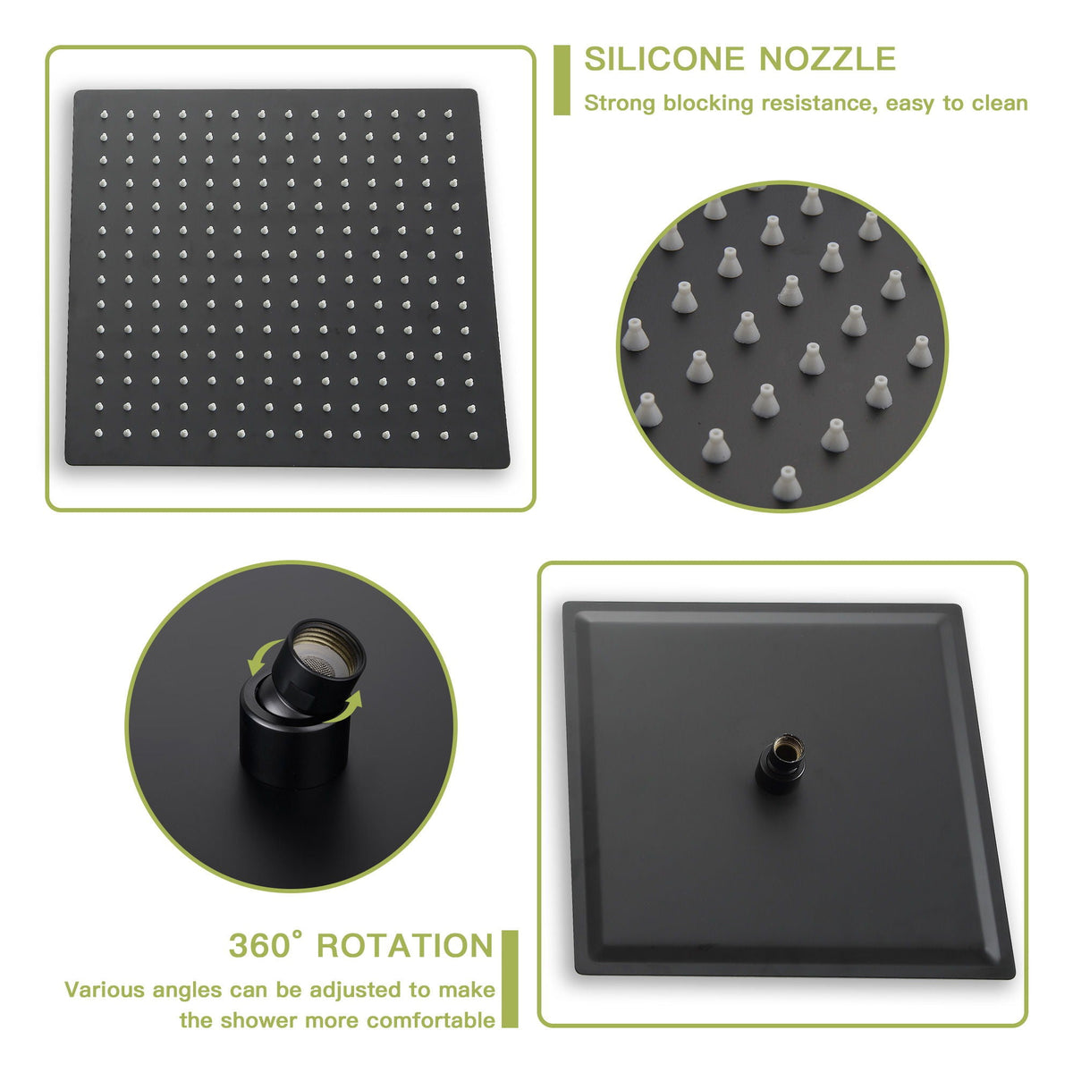 Dual Shower Head System with Rough-In Valve - Black or Pearl Silver