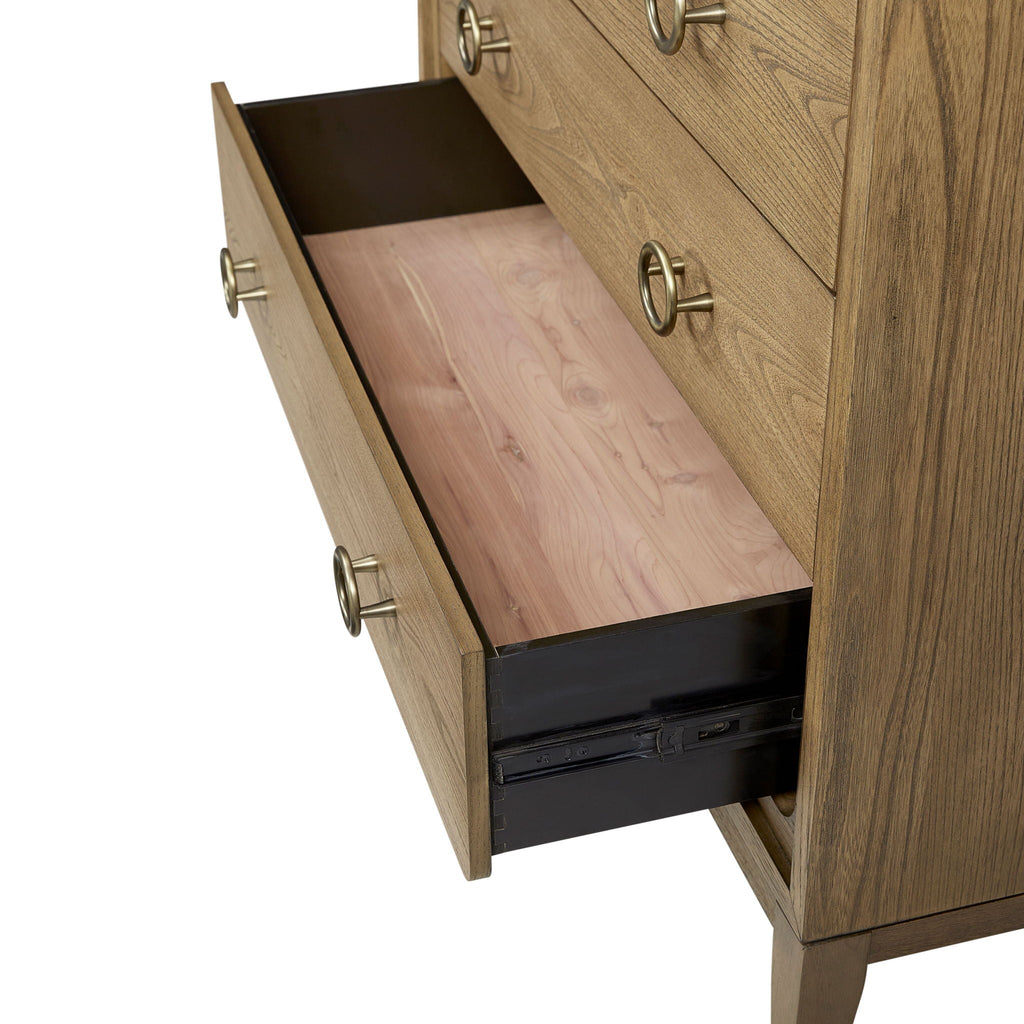 5 Drawer Chest Ample Storage with Cedar & Felt-Lined Drawers - Black or Light Brown