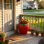 Strawberry Shaped Planter Pot with Weather-Resistant Resin - Red