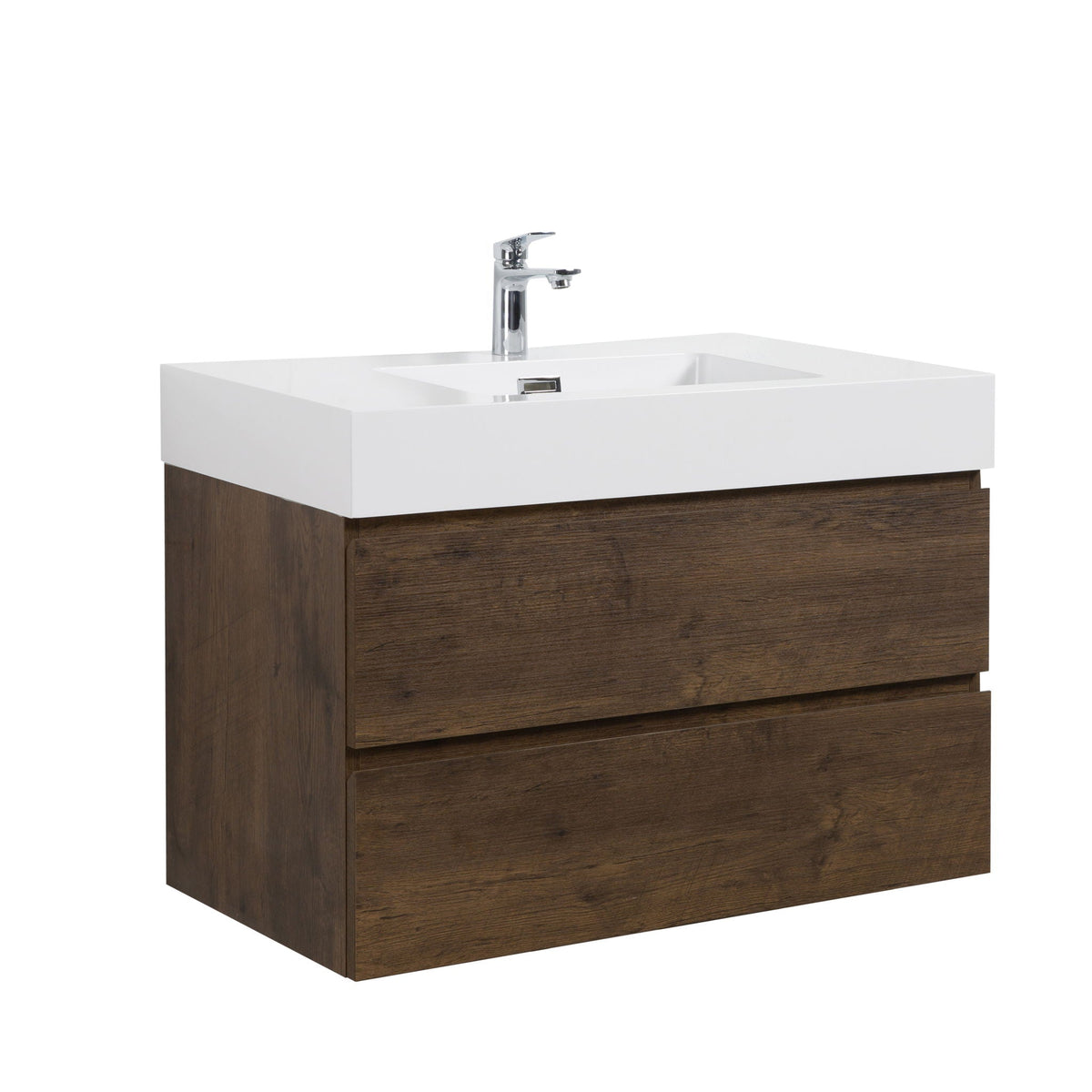 Alice Wall-Mounted Bathroom Vanity with Integrated Sink - Black or White