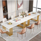 White Executive Desk with Gold Metal Legs - 70.87" Wide
