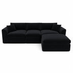 Compressed Modular Sectional Sofa with Ottoman - Black Linen