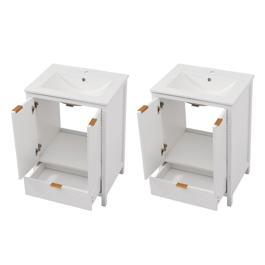 Modern Bathroom Vanity with Sink Combo – Compact Storage - Dark Brown or White