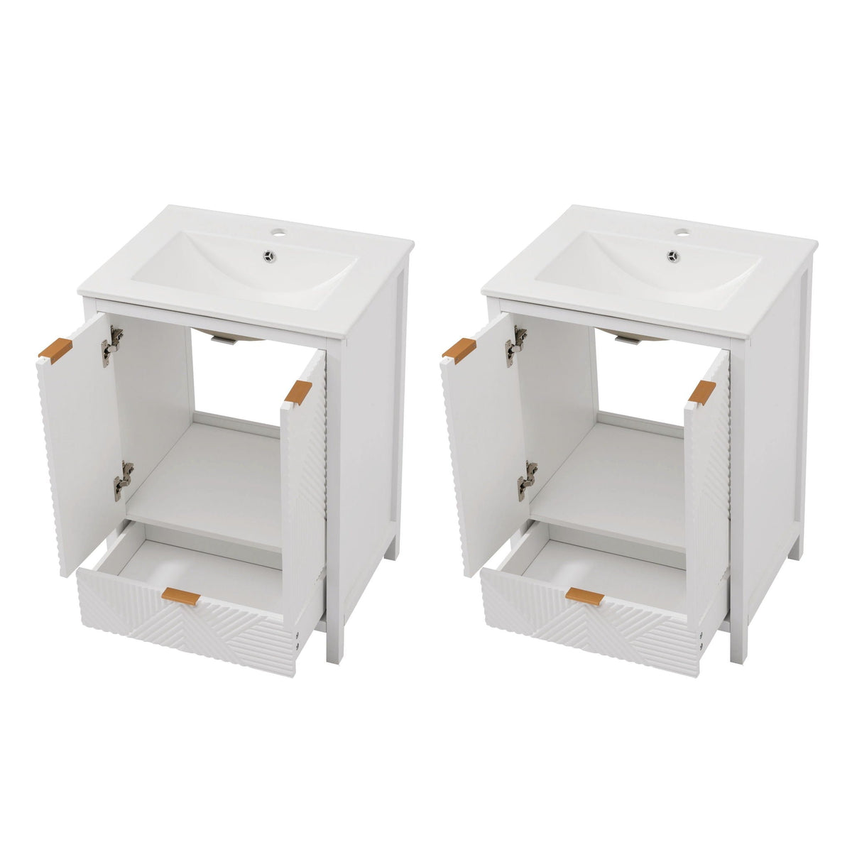 Modern Bathroom Vanity with Sink Combo – Compact Storage - Dark Brown or White
