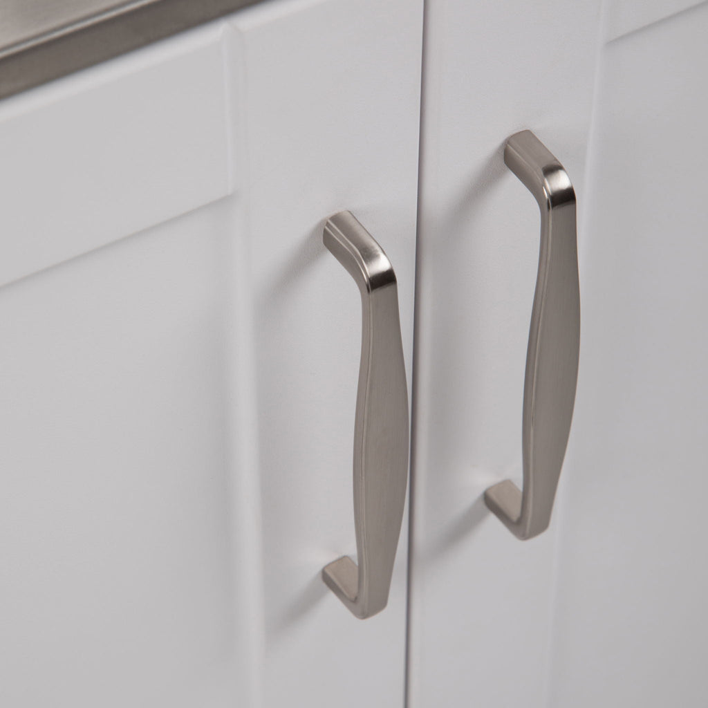 Deluxe Laundry Cabinet with Pull-Out Faucet and Stainless Steel Sink - White