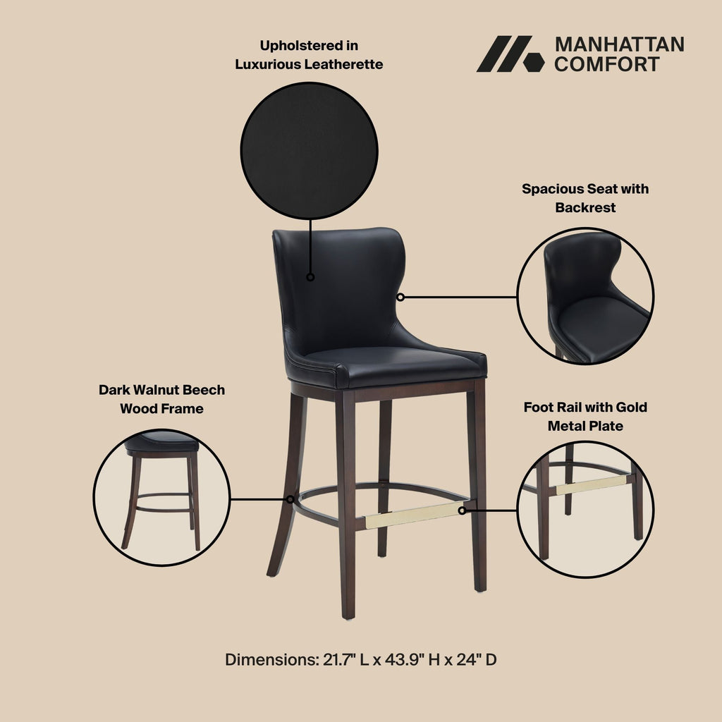 Bar Height Barstool with Backrest - White, Gray, Black