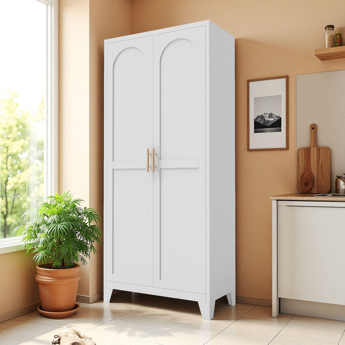 Shapely Doors Metal Storage Cabinet with Adjustable Shelves - White, Black, or Beige
