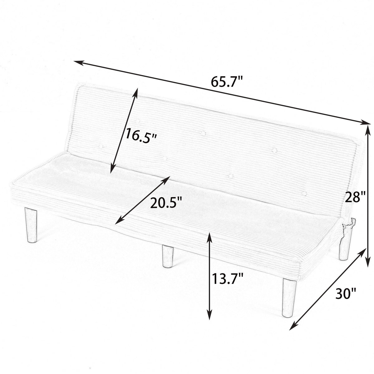 Versatile Sofa Bed with Solid Wood Frame - Pink, Beige, or Black