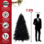 6-Foot Pre-Lit Black Christmas Tree with 350 LED Lights - Black