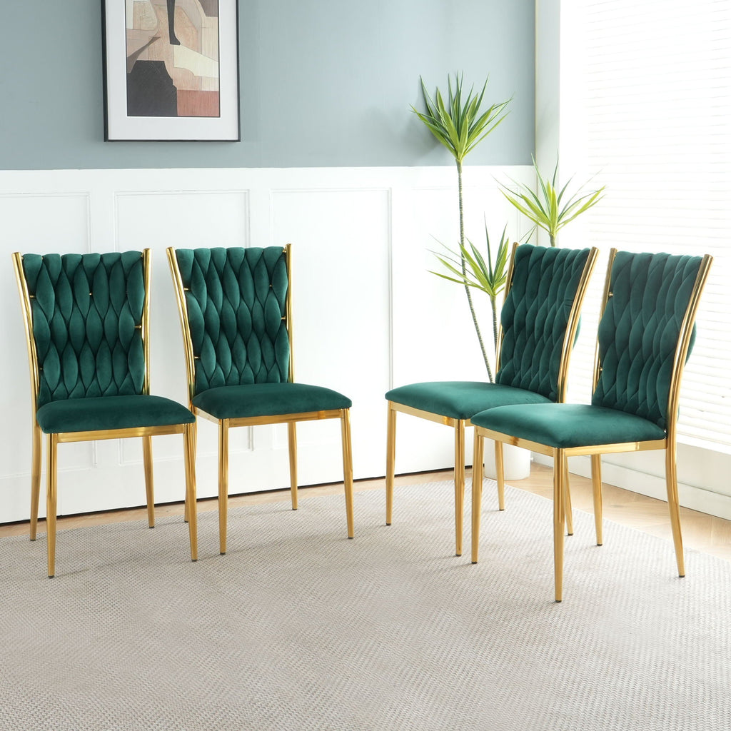 Modern Dining Chair Set with Plated Metal Legs - Multiple Colors