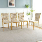 Modern Dining Chair Set with Plated Metal Legs - Multiple Colors
