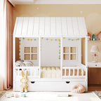 White House Bed with Trundle - Solid Pine, Full or Twin
