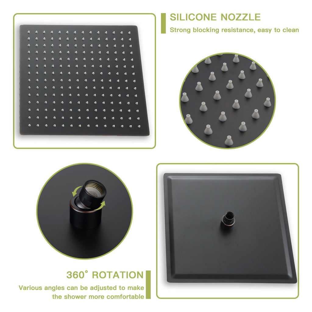 Dual Shower Head 16" Ceiling Mount Shower System with Pressure-Balanced Valve - Gray