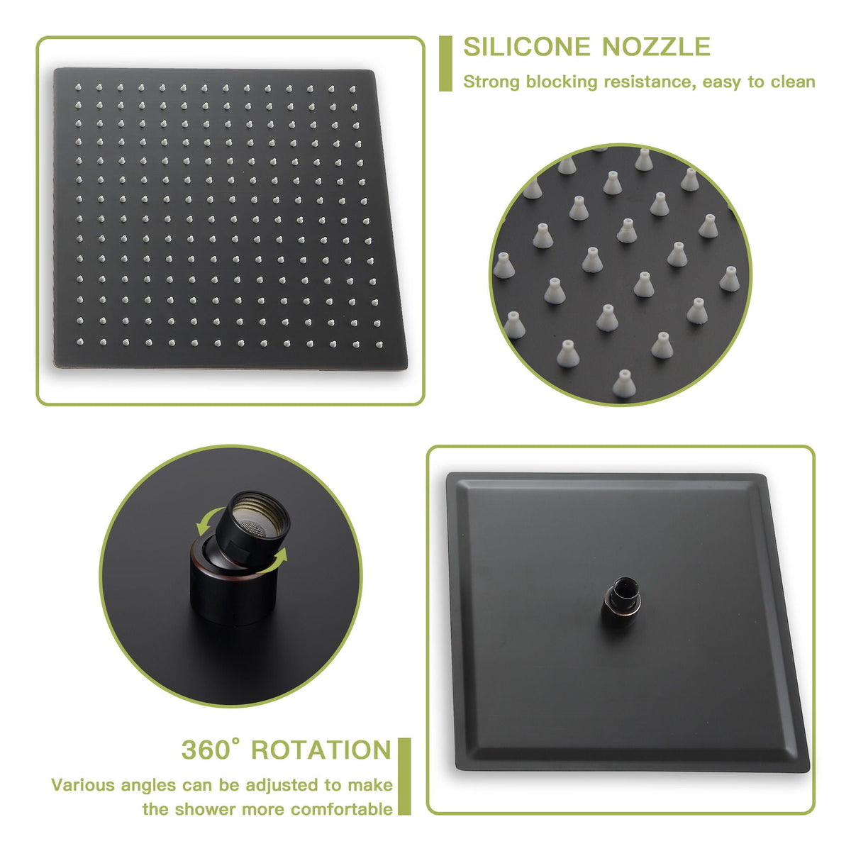 Dual Shower Head 16" Ceiling Mount Shower System with Pressure-Balanced Valve - Gray