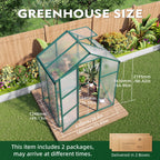 Polycarbonate Walk-In Greenhouse with Raised Base - Green