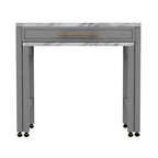 Light Gray Faux Marble Dining Table with Storage Drawer - Light Gray