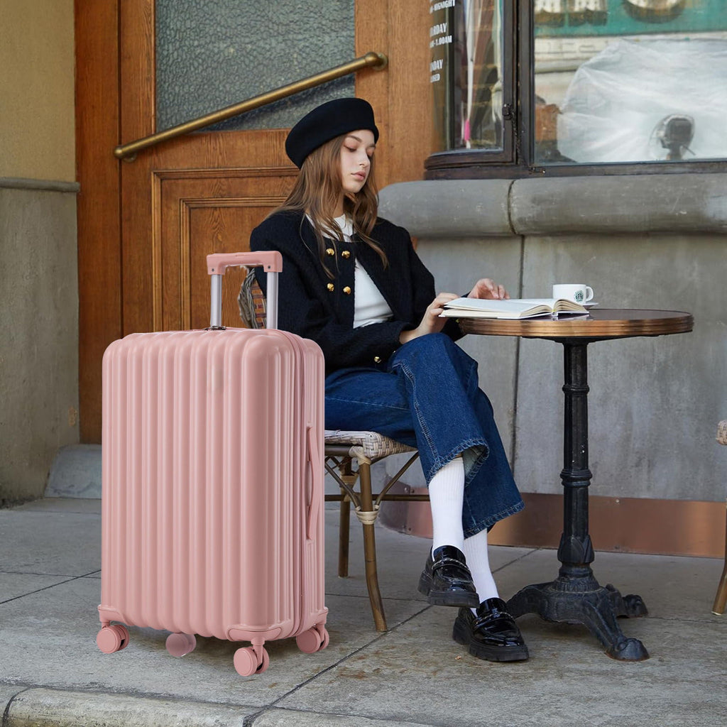 Spinner Wheel Luggage Set with USB Port and Holders - Pink, Black, Green