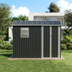 9x6 Ft Metal Garden Shed with Window and Hinged Doors - Grey