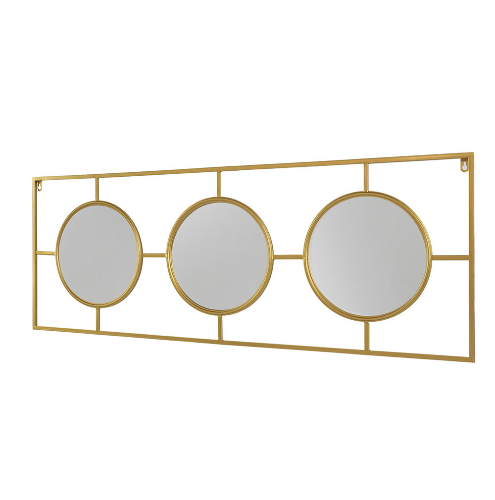 Rectangular 3-Piece Wall Mirror with Iron Frame - Gold or White